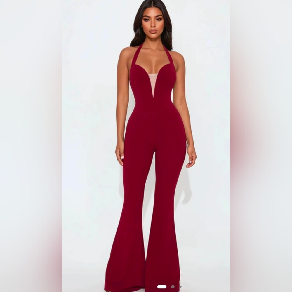 Fashion Nova Red Halter Jumpsuit